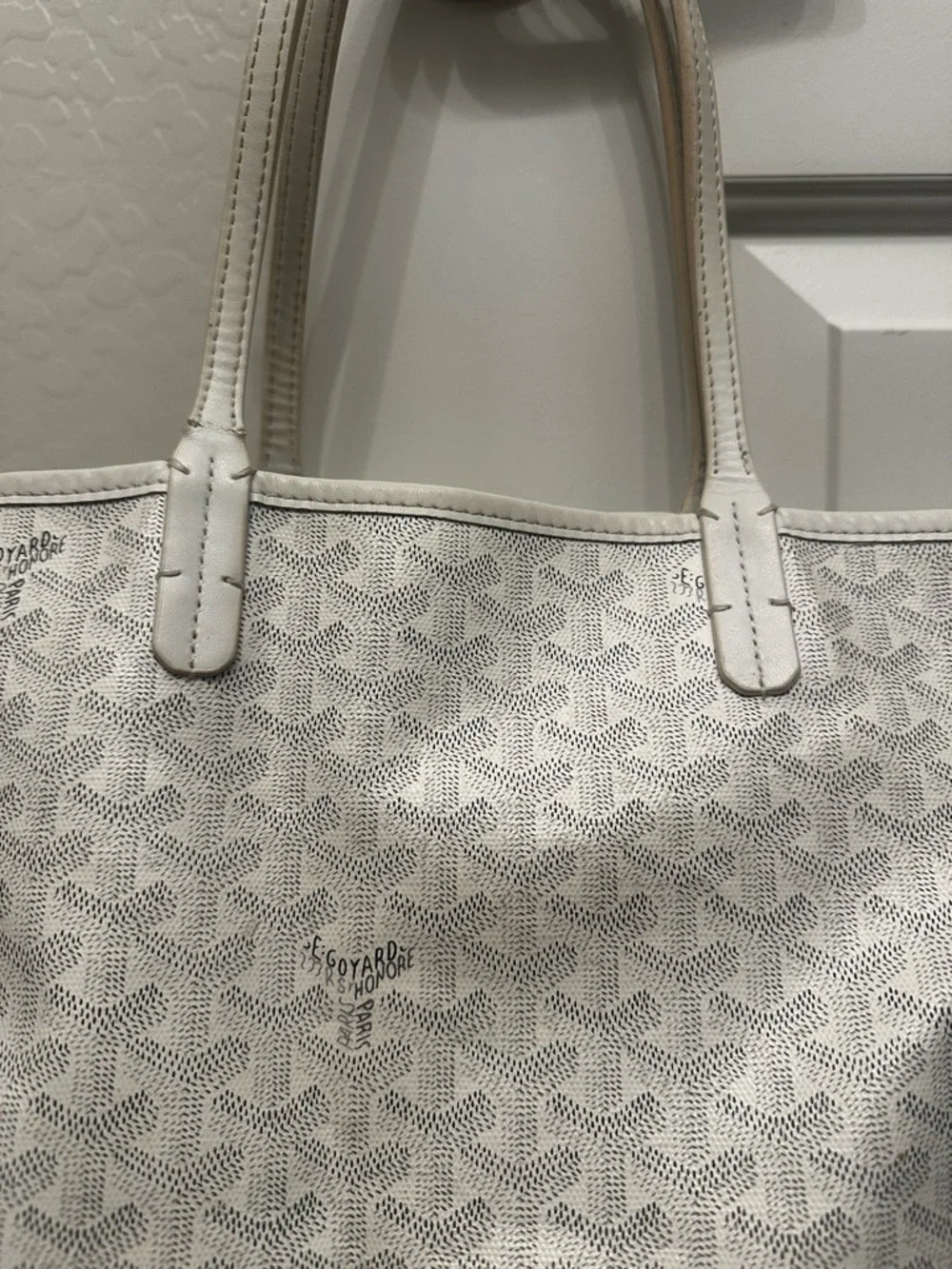 Goyard White Goyardine Coated Canvas St. Louis Tote - Picture 2 of 8